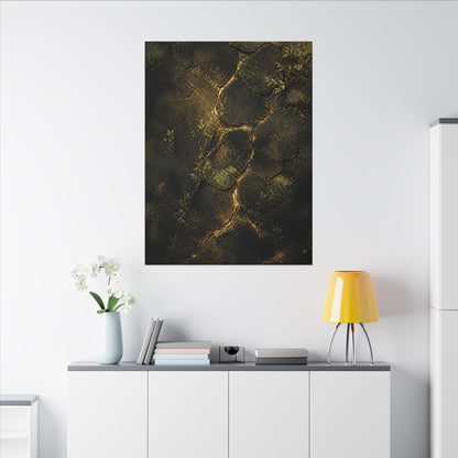 Shibui Cracked Earth Canvas Art - Dark Japandi Dark Texture