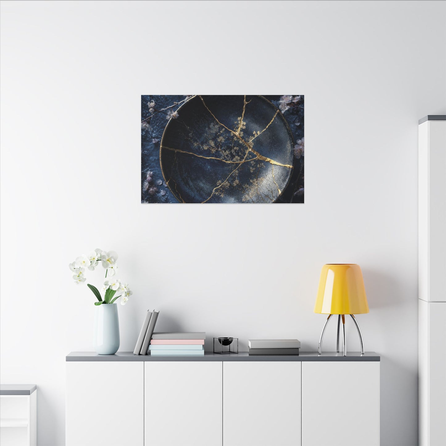 Cherry Blossom Winter Canvas Art | Kintsugi Philosophical Design