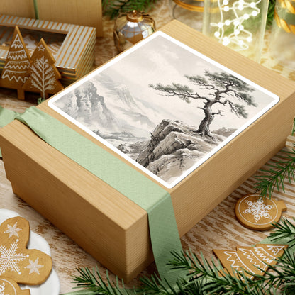 Neutral Pine Tree Sticker - Japanese Pattern Japandi