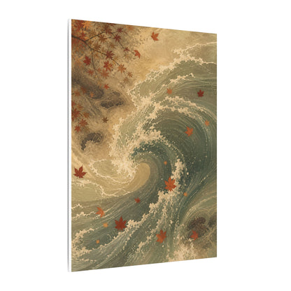 Japandi Ocean Wave in Candlelight | Japanese Pattern Canvas Art