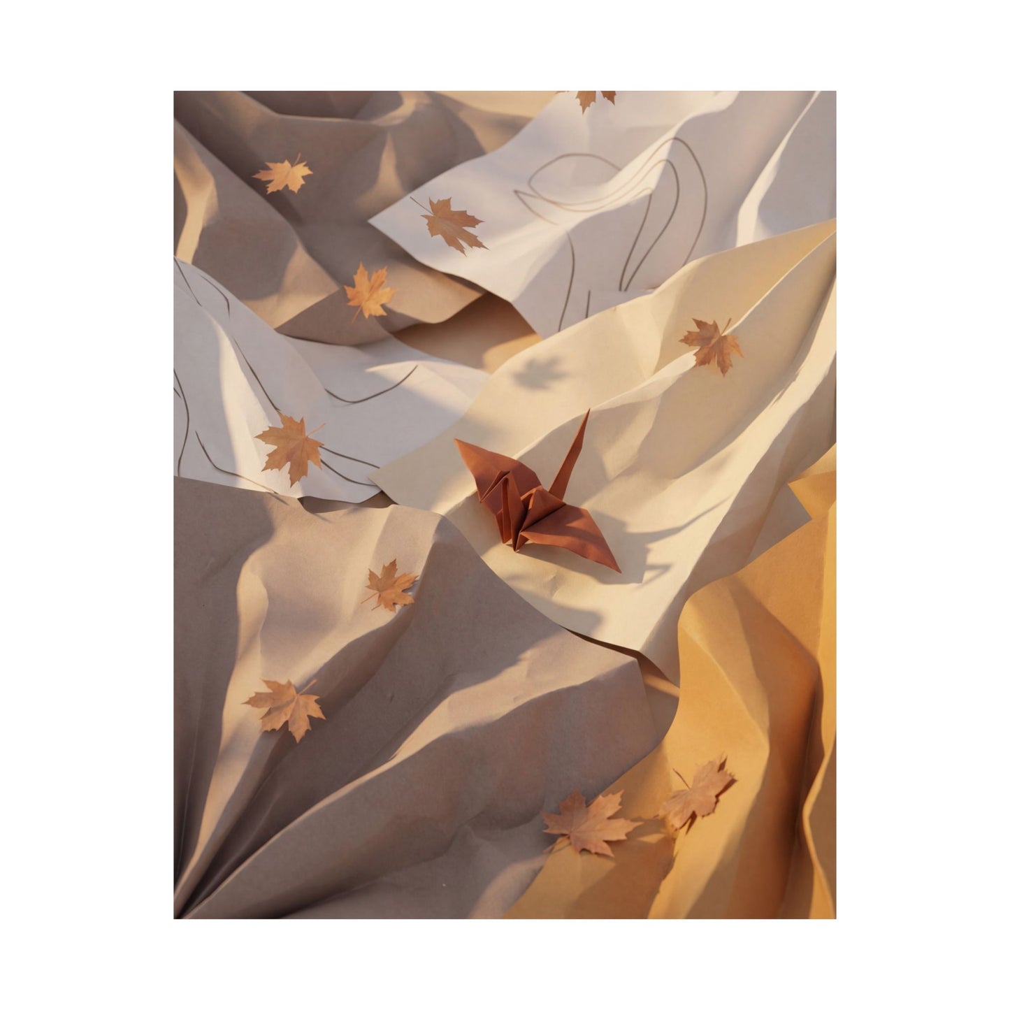 Paper Fold Wall Art Print | Autumn Japandi Minimal Line Art
