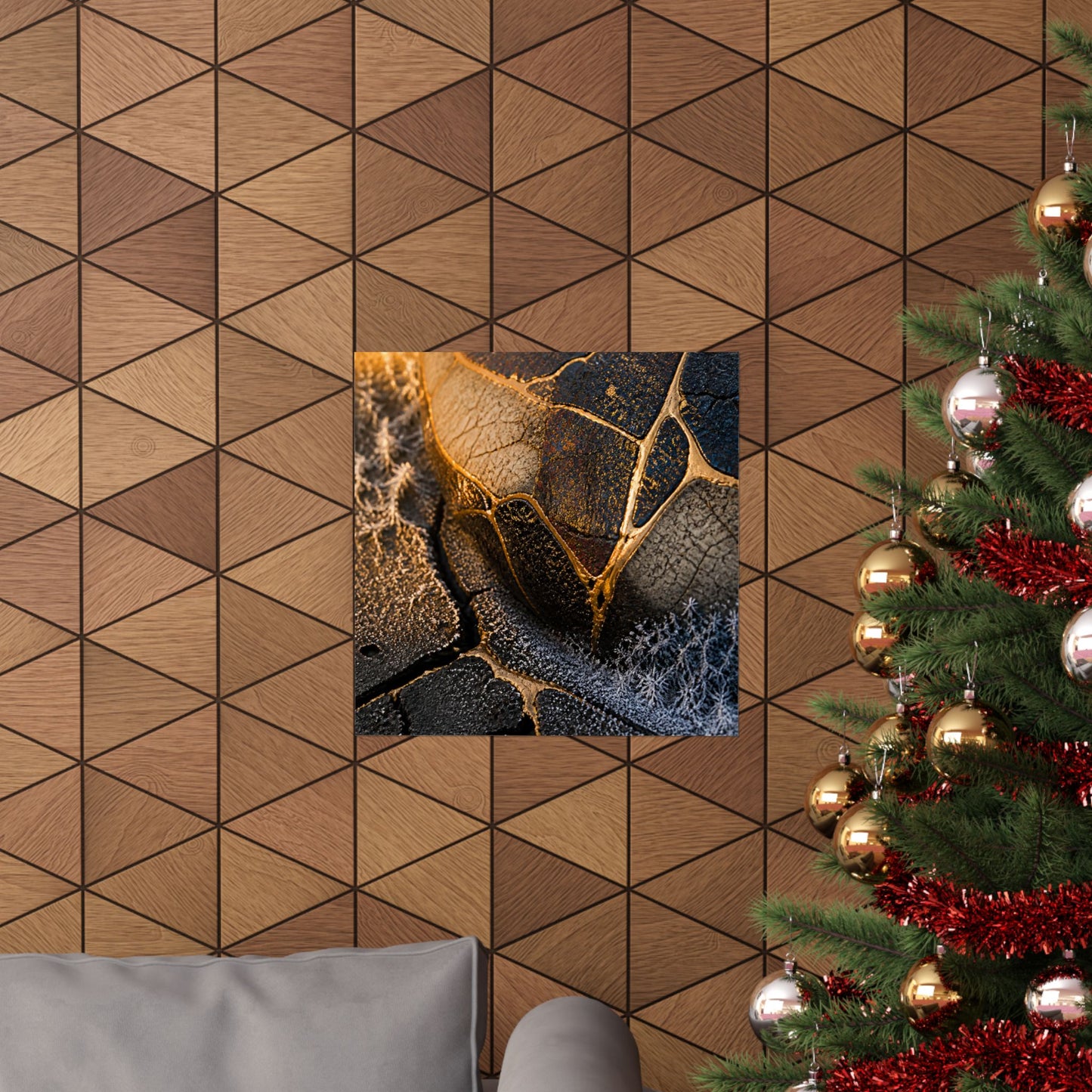 Kintsugi Cracked Earth in Golden Hour | Gold Repair Wall Art Print