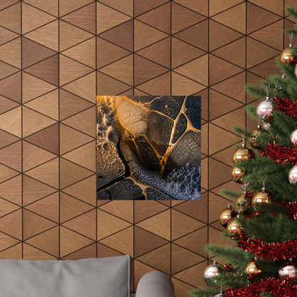 Kintsugi Cracked Earth in Golden Hour | Gold Repair Wall Art Print