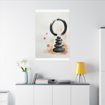 River Stones Canvas Art | Autumn Zen Enso Art