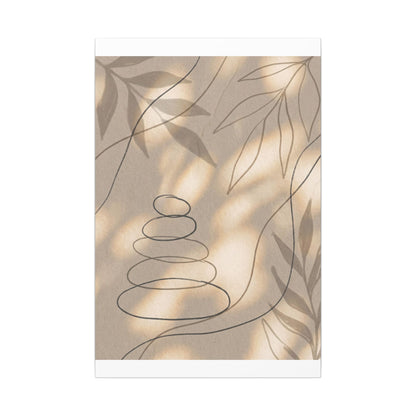 River Stones Minimal Line Canvas Art | Earthy Japandi Art