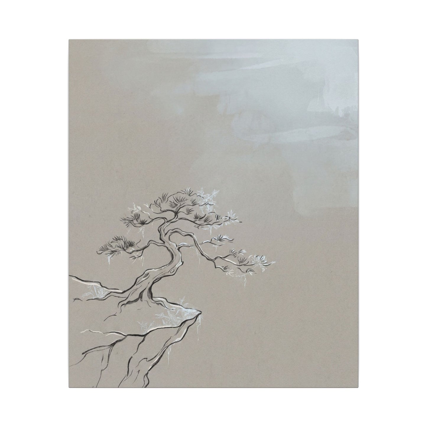 Pine Tree Minimal Line Canvas Art | Warm Japandi Art