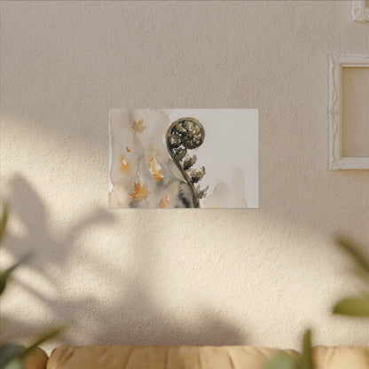 Fern Unfurling Watercolor Canvas Art | Earthy Japandi Art