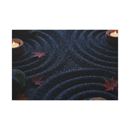 Seijaku Rock Garden Canvas Art - Dark Japandi Dark Texture Art Print