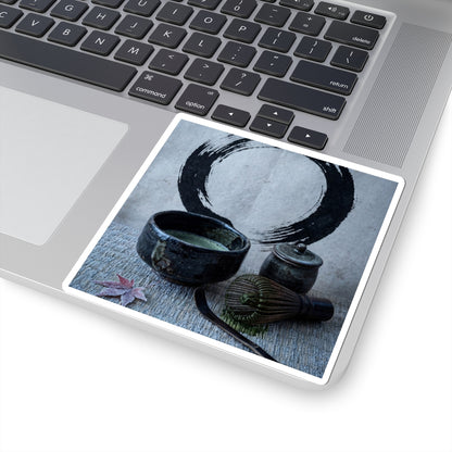 Zen Tea Ceremony in Moonlight | Enso Sticker Art Print