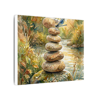 River Stones Summer Canvas Art | Japandi Cozy Design