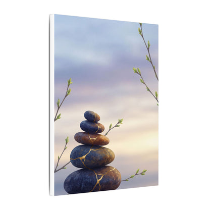 Spring River Stones Gold Vein Canvas Art | Philosophical Decor