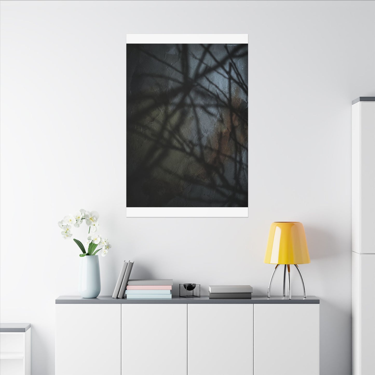 Shadow Play Dark Texture Canvas Art | Sophisticated Dark Japandi Art