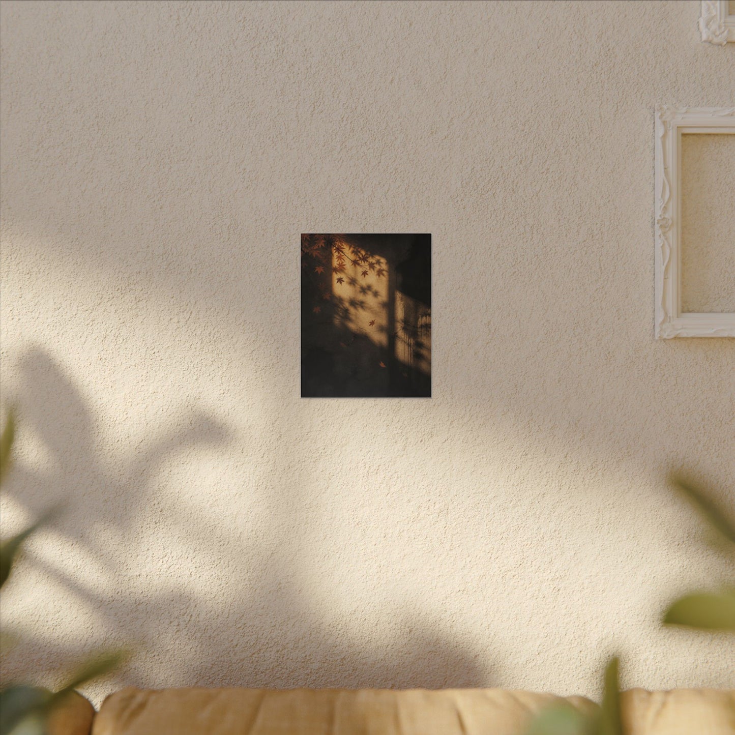 Shadow Play Canvas Art | Autumn Dark Japandi Charcoal Ink Art