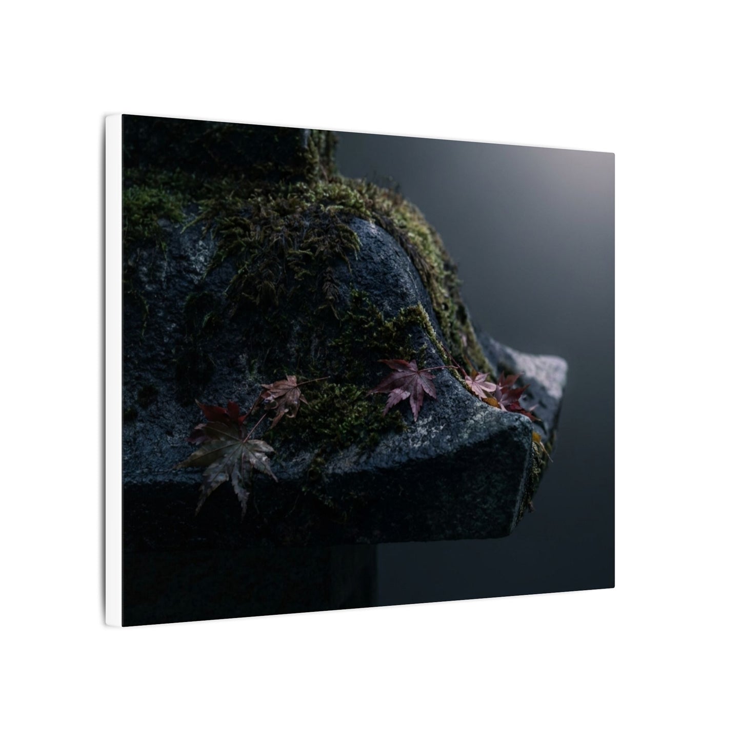 Stone Lantern Moody Minimal Canvas Art | Sophisticated Dark Japandi Art