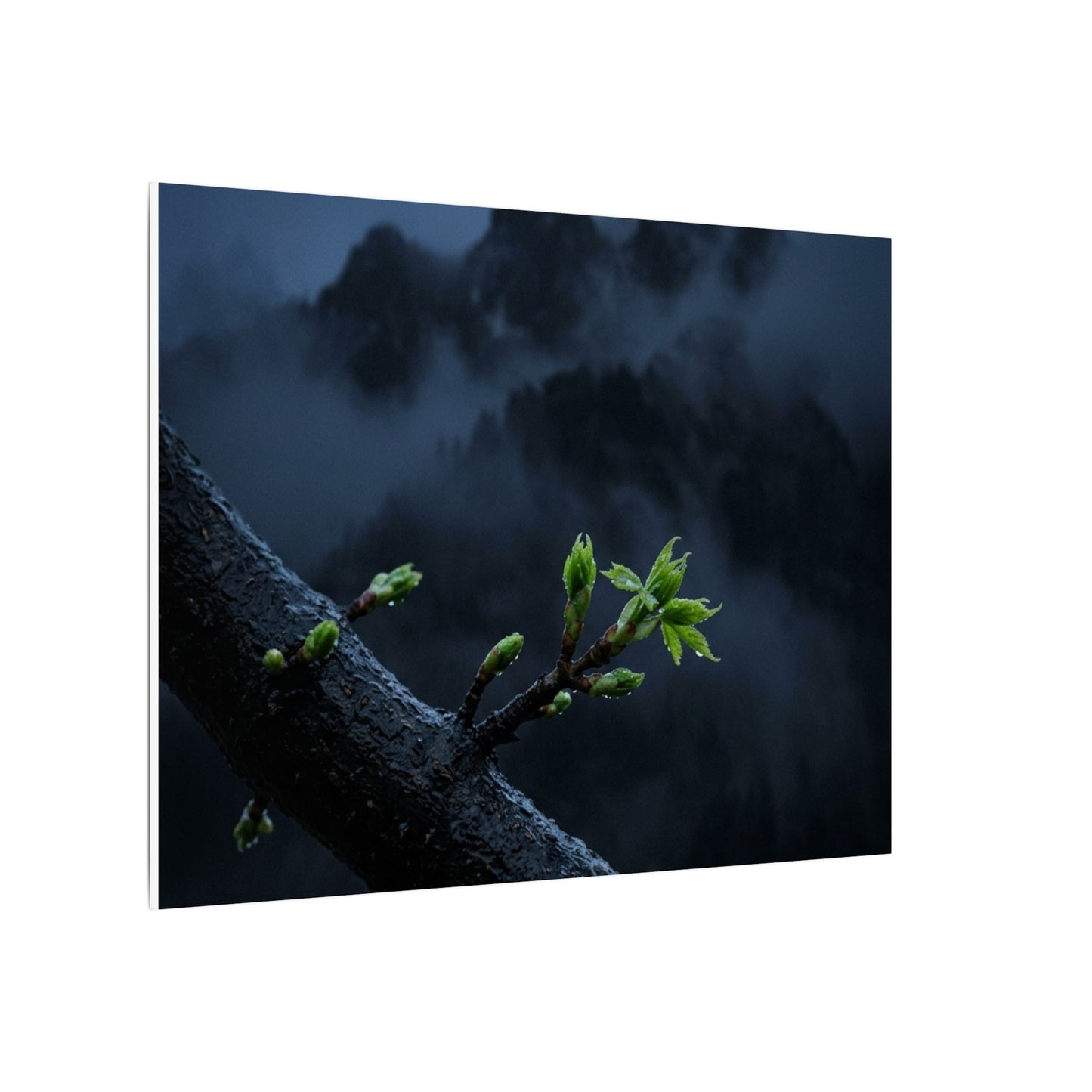 Moonlight Mountain Mist Canvas Art - Dark Japandi Kanso