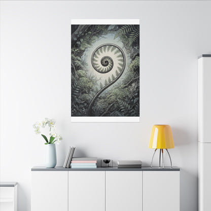 Zen Fern Unfurling in Dawn | Ukiyo E Inspired Canvas Art