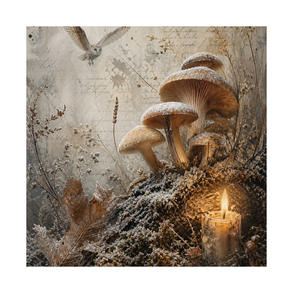 Winter Wild Mushrooms Texture Wall Art Print | Elegant Decor