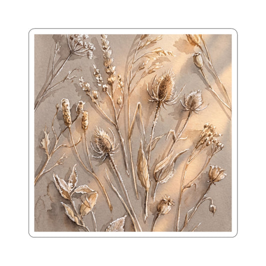 Kanso Dried Flowers Sticker - Japandi Watercolor