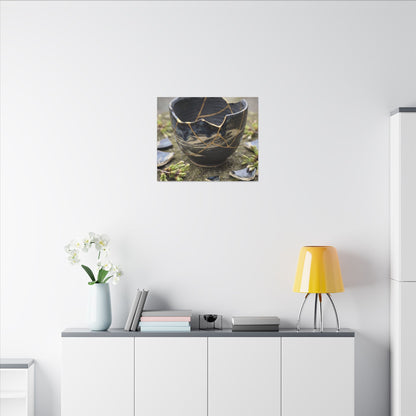 Datsuzoku Ceramic Bowl Canvas Art - Kintsugi Gold Repair
