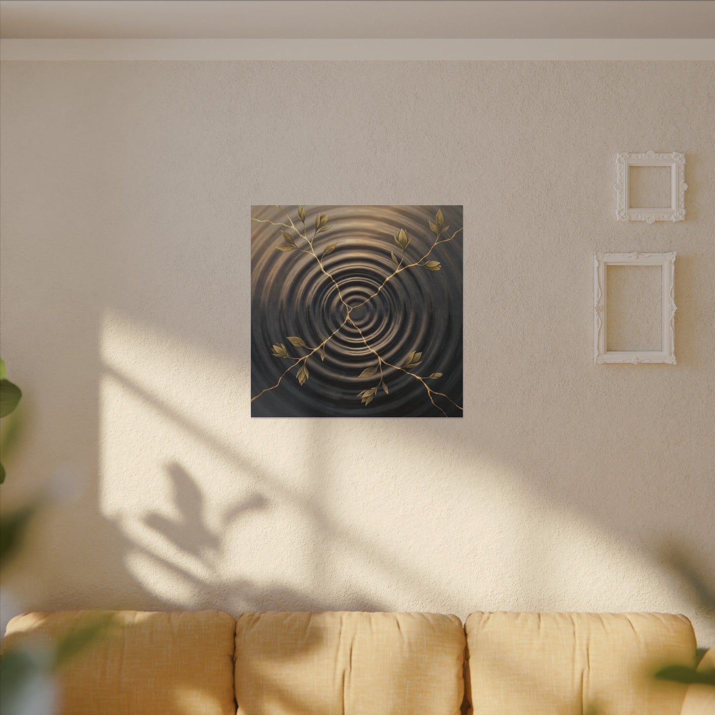 Kanso Water Ripple Canvas Art - Kintsugi Gold Vein