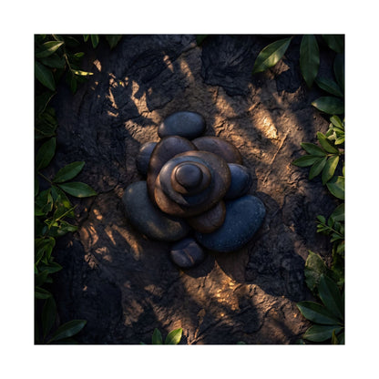 Ma River Stones Wall Art Print - Dark Japandi Dark Texture