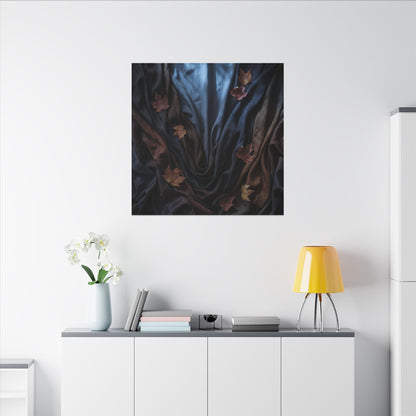 Silk Drape Canvas Art | Autumn Dark Japandi Moody Minimal Art
