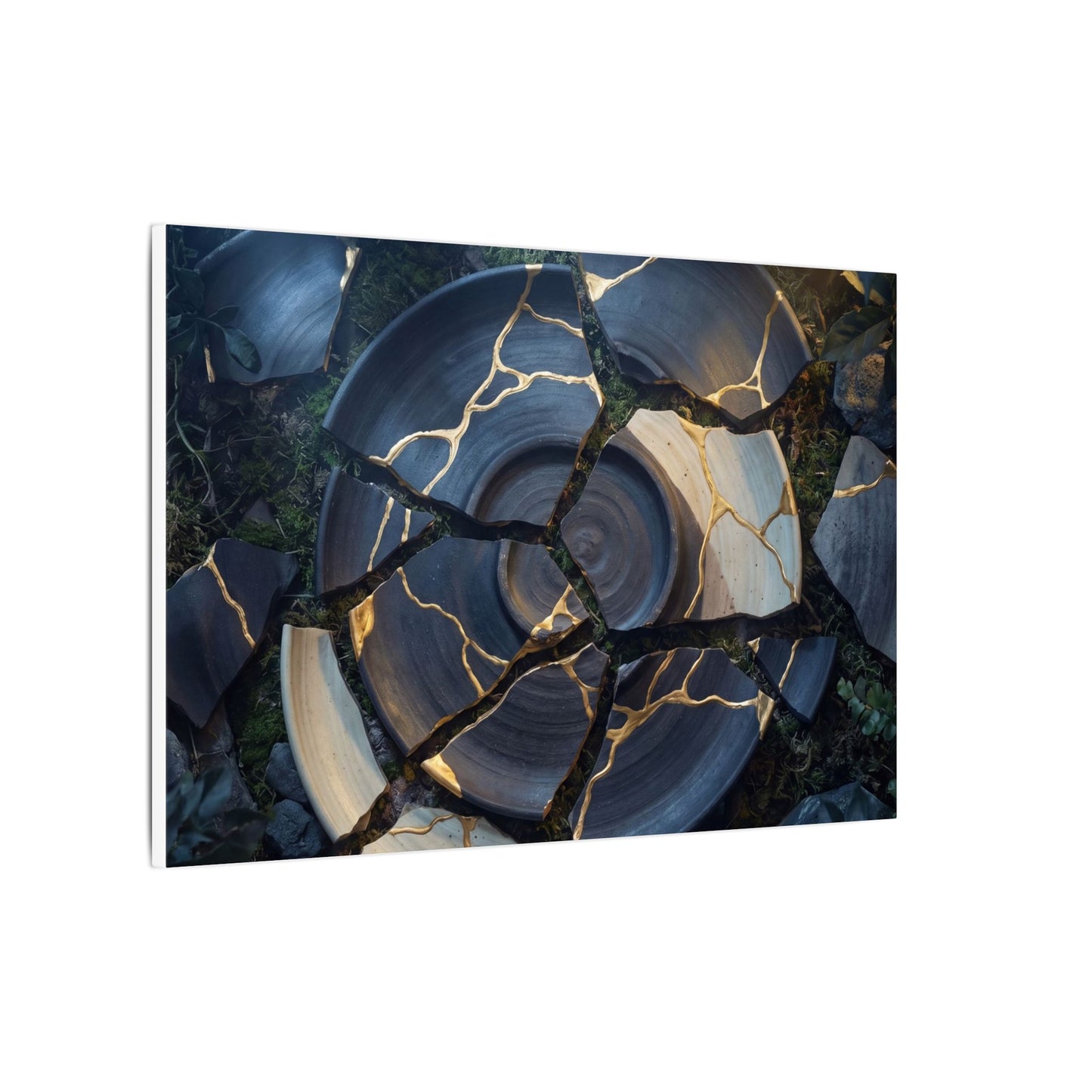 Resilient Broken Pottery Canvas Art - Gold Vein Kintsugi