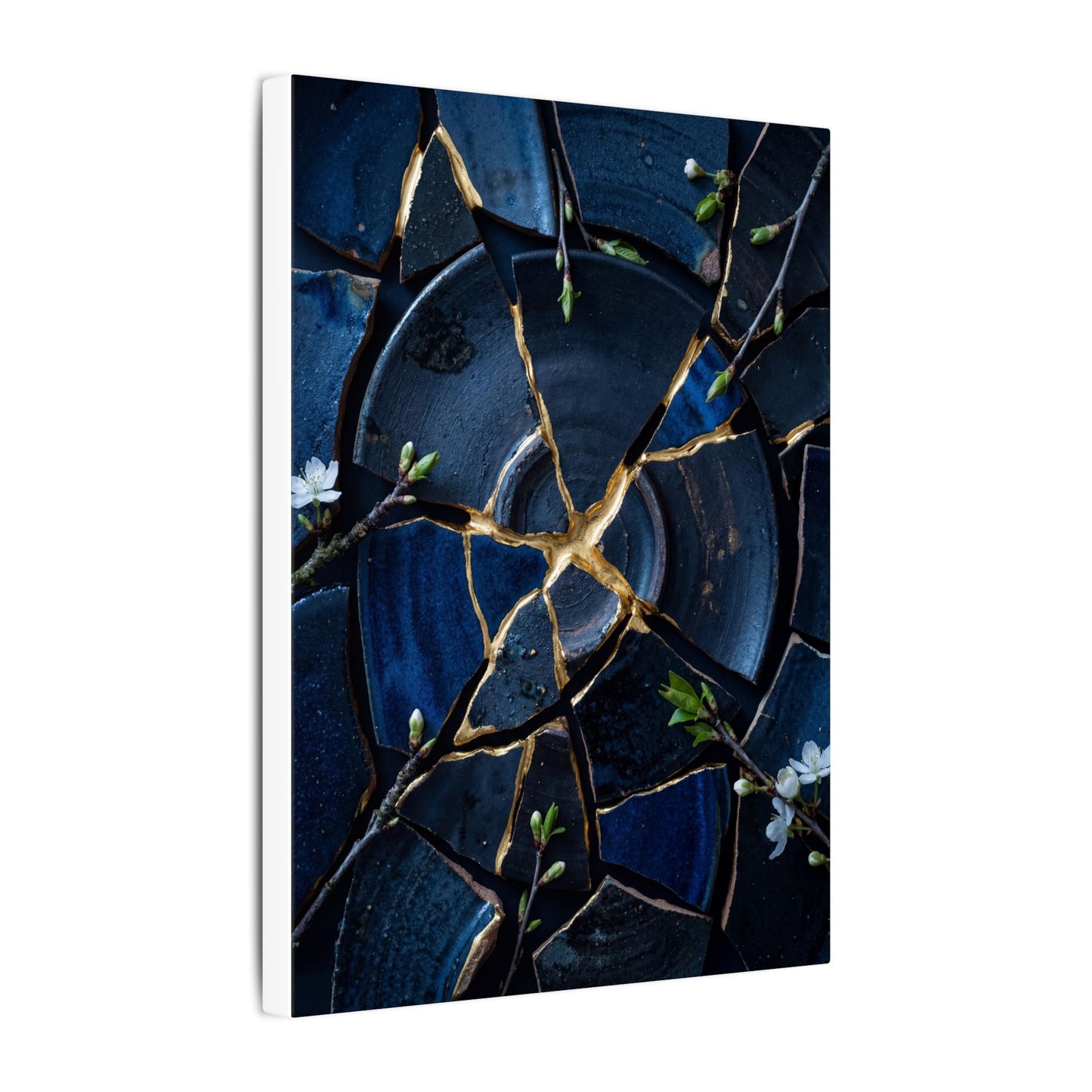 Moonlight Broken Pottery Canvas Art - Kintsugi Fukinsei