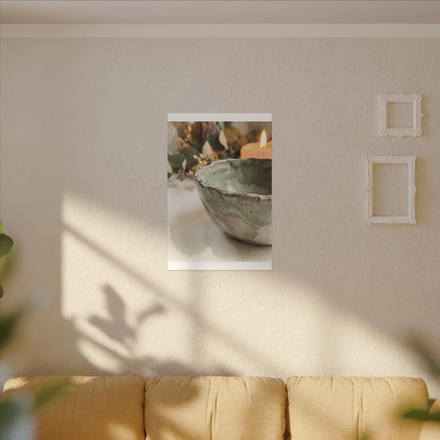 Ceramic Bowl Canvas Art | Summer Japandi Watercolor Art