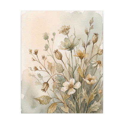 Summer Dried Flowers Watercolor Canvas Art | Elegant Decor