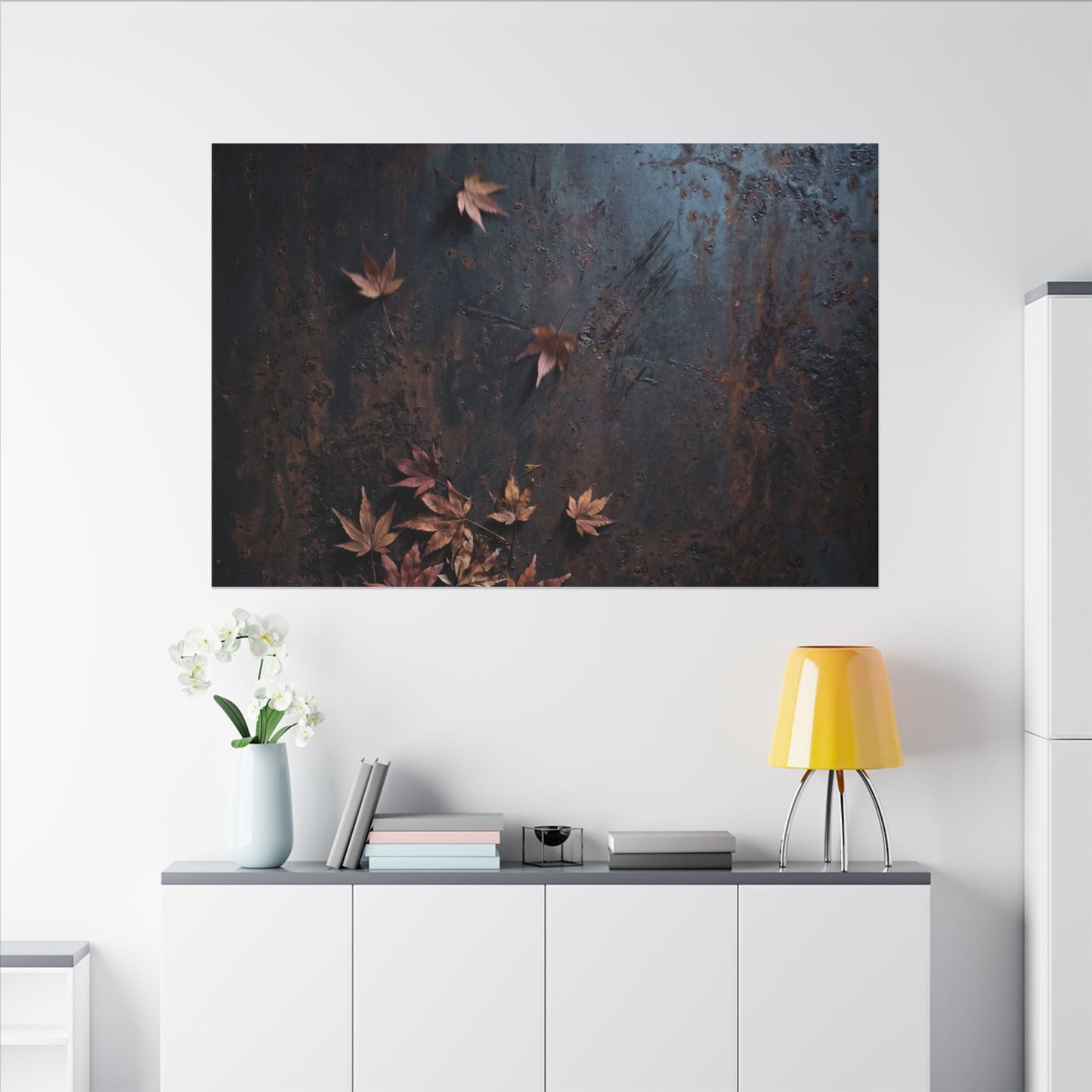 Moonlight Rust Patina Canvas Art - Dark Japandi Mono No Aware