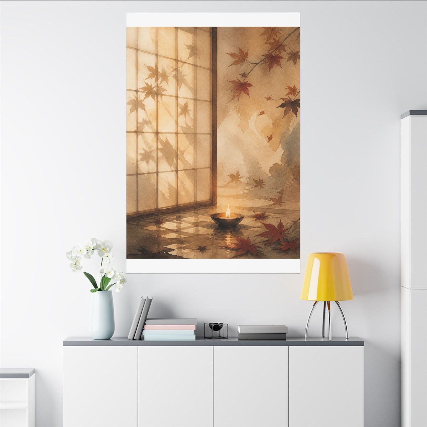 Candlelight Shoji Screen Canvas Art - Japandi Ma
