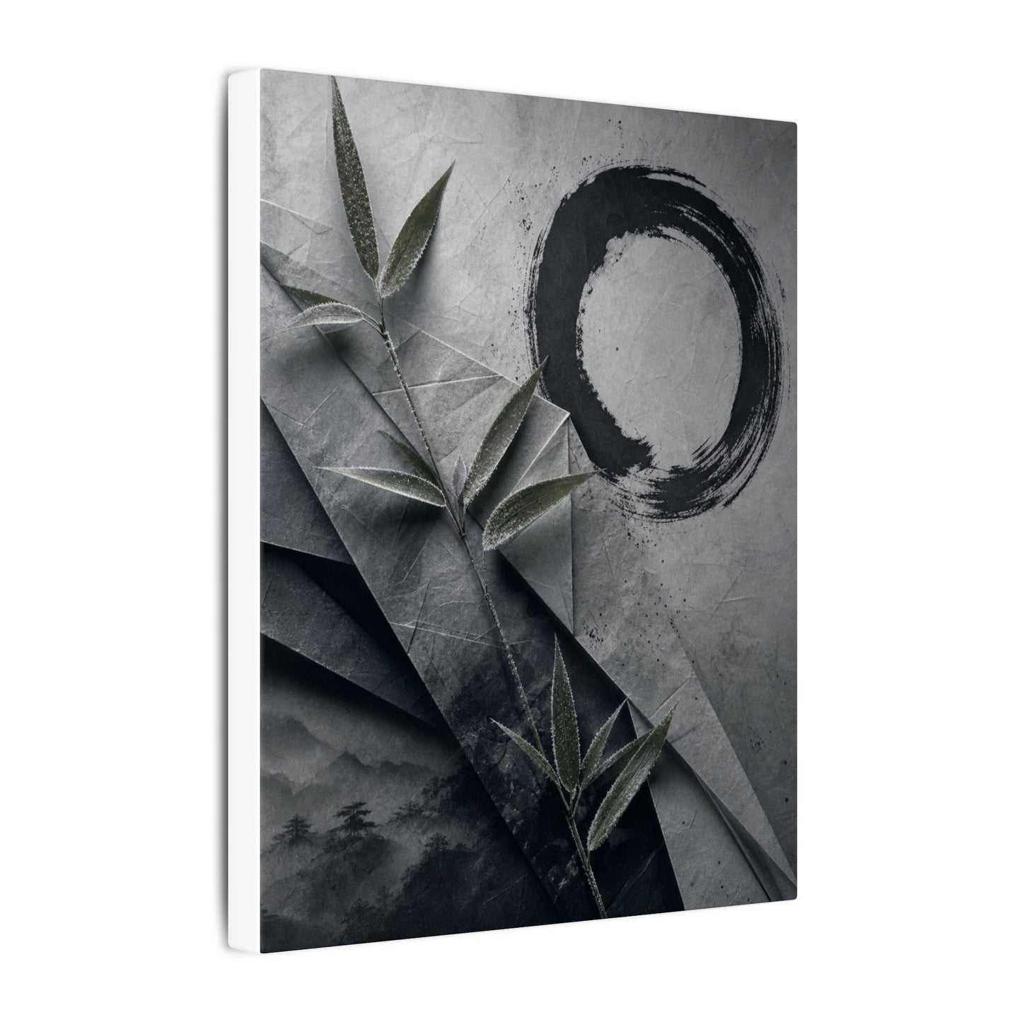Winter Paper Fold Enso Canvas Art | Serene Decor