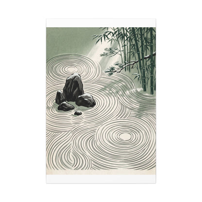Shibui Rock Garden Canvas Art - Zen Ukiyo E Inspired