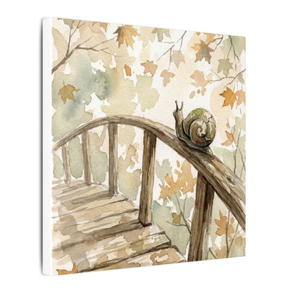 Wooden Bridge Canvas Art | Autumn Japandi Watercolor Art