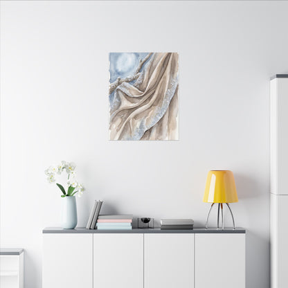 Silk Drape Winter Canvas Art | Japandi Cozy Design