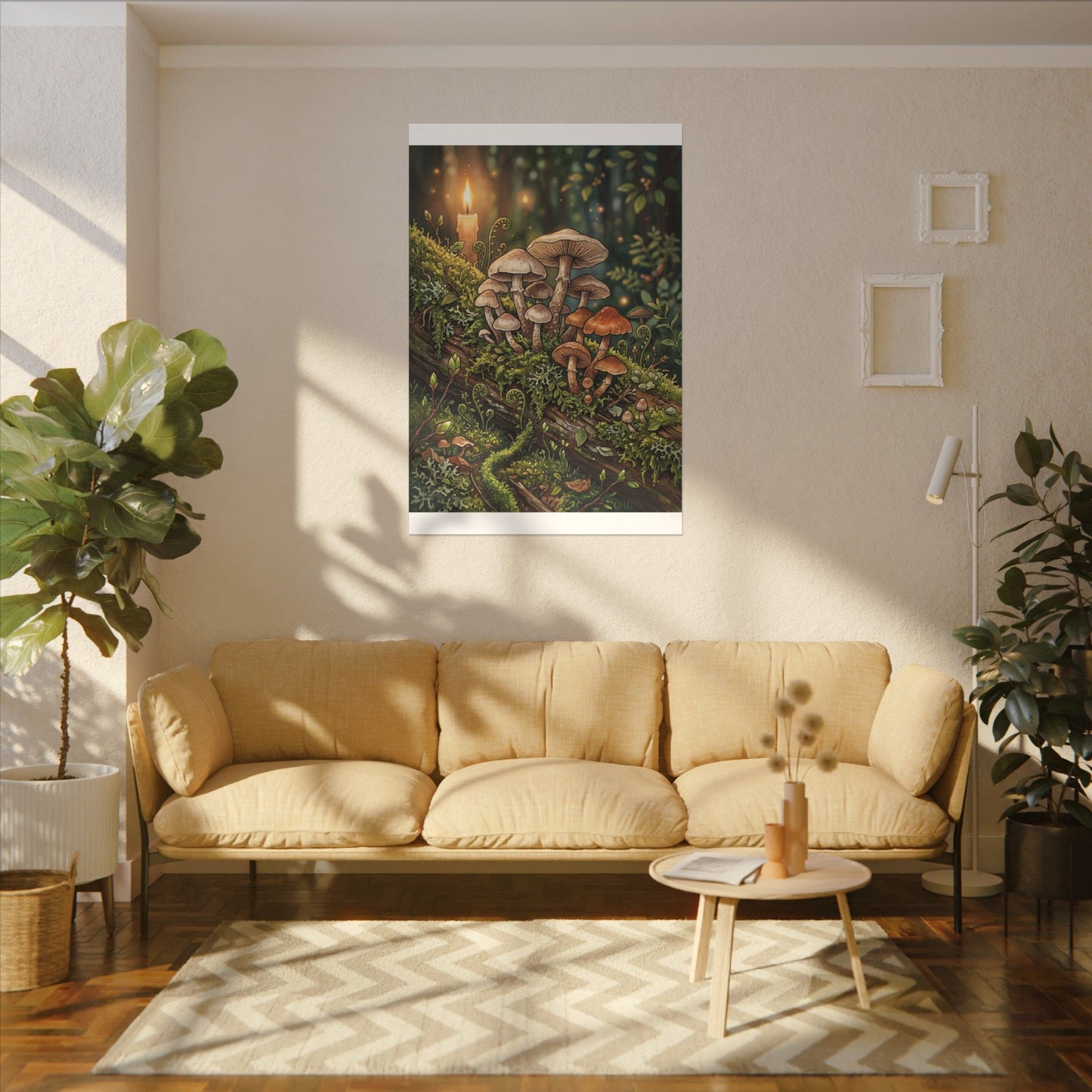 Spring Wild Mushrooms Herbarium Canvas Art | Rustic Decor