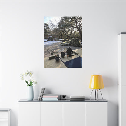 Winter Tea Ceremony Karesansui Canvas Art | Serene Decor
