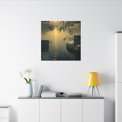 Zen Water Ripple in Golden Hour | Ukiyo E Inspired Canvas Art