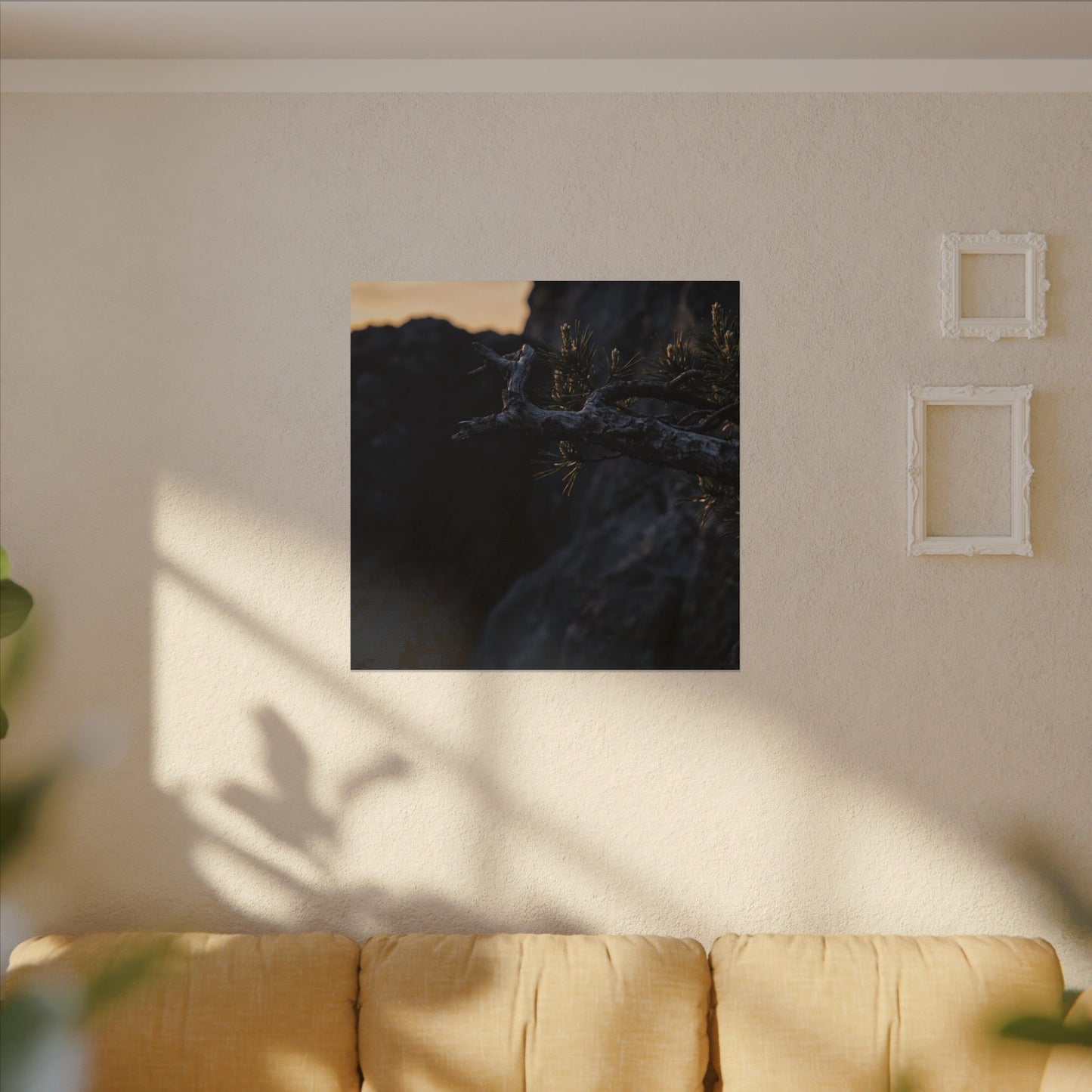 Pine Tree Moody Minimal Canvas Art | Sophisticated Dark Japandi Art
