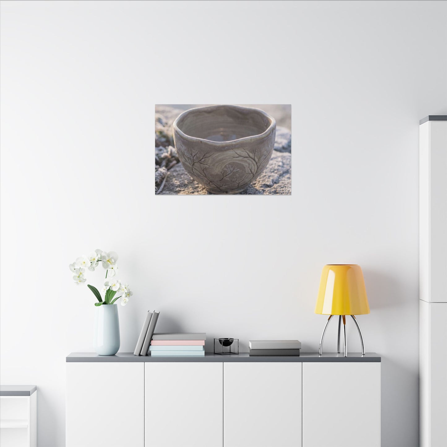 Seijaku Ceramic Bowl Canvas Art - Japandi Japanese Pattern