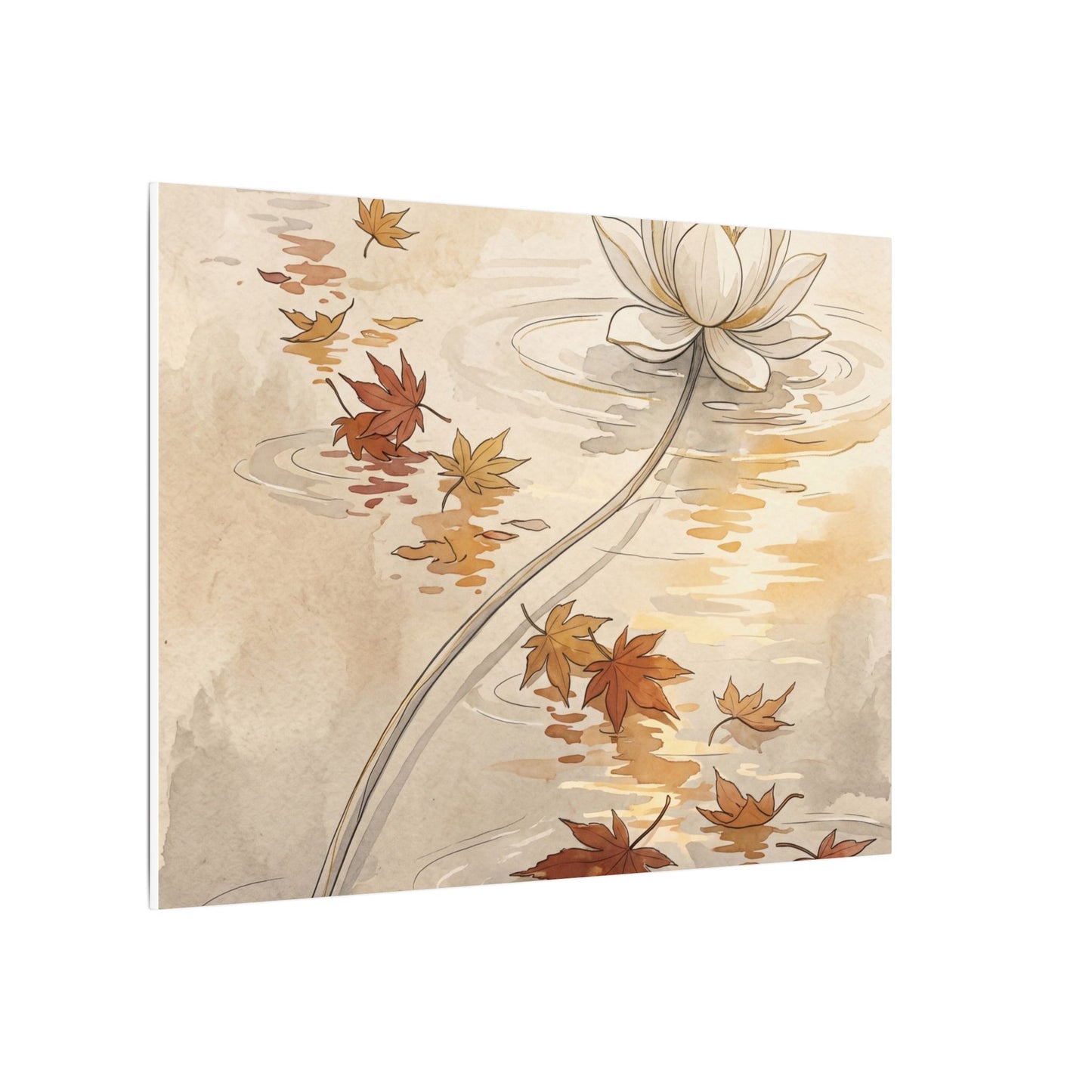 Lotus Flower Canvas Art | Autumn Japandi Minimal Line Art