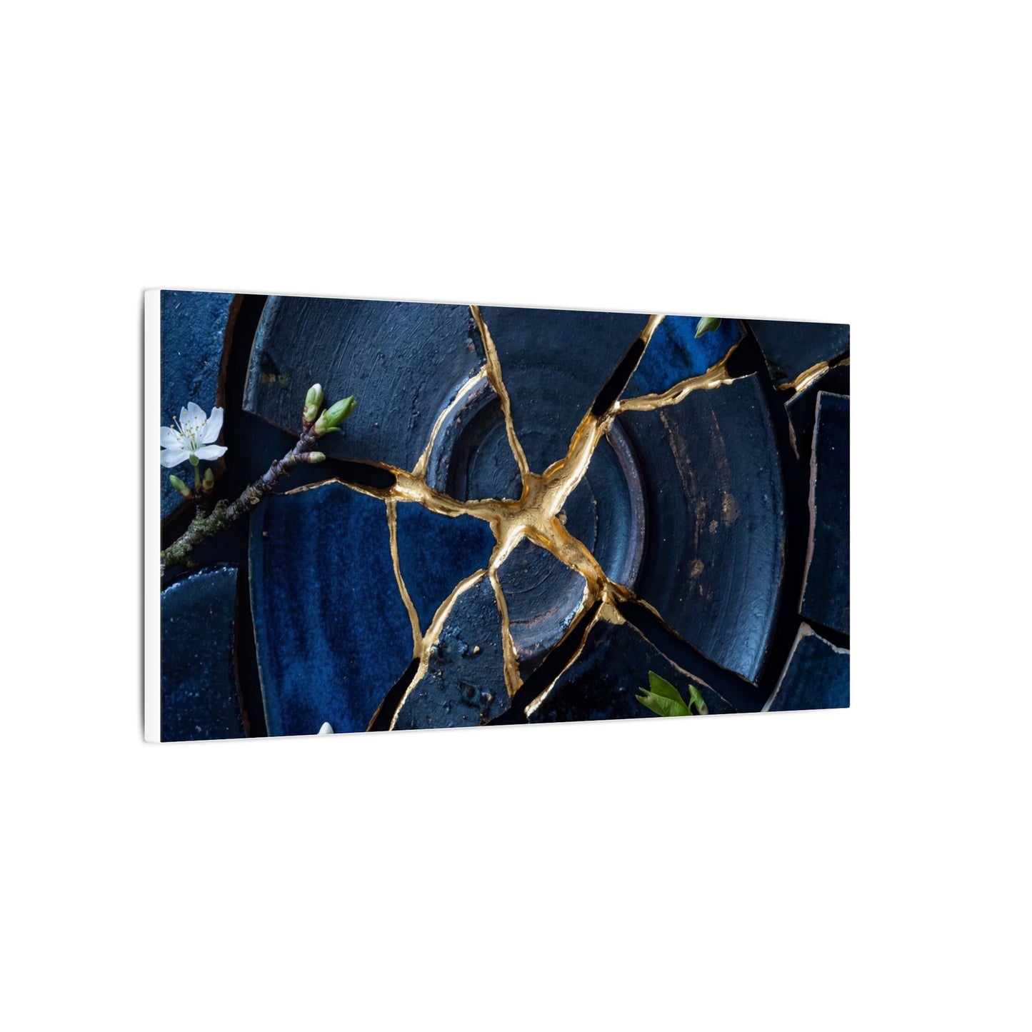 Moonlight Broken Pottery Canvas Art - Kintsugi Fukinsei