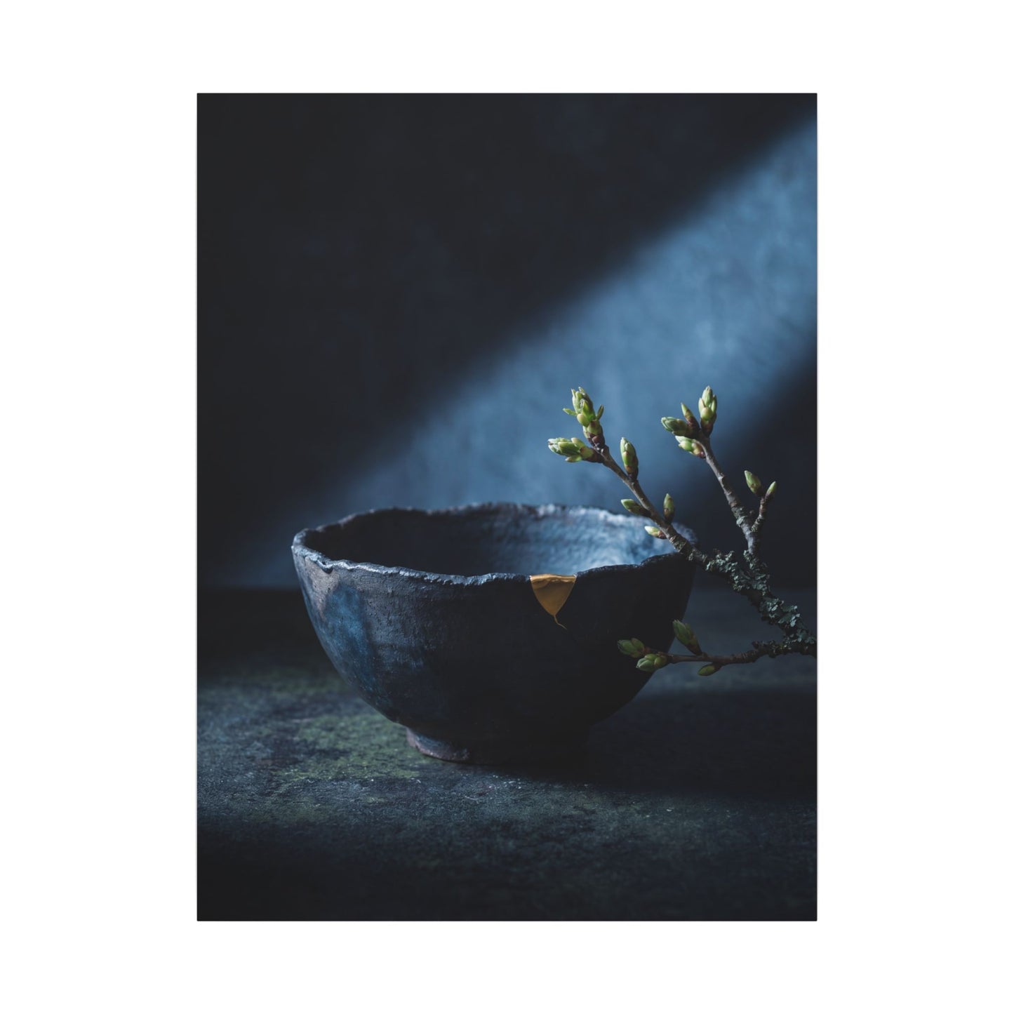 Ceramic Bowl Shadow Zen Canvas Art | Sophisticated Dark Japandi Art