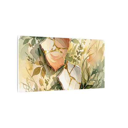 Japandi Broken Pottery in Golden Hour | Watercolor Canvas Art