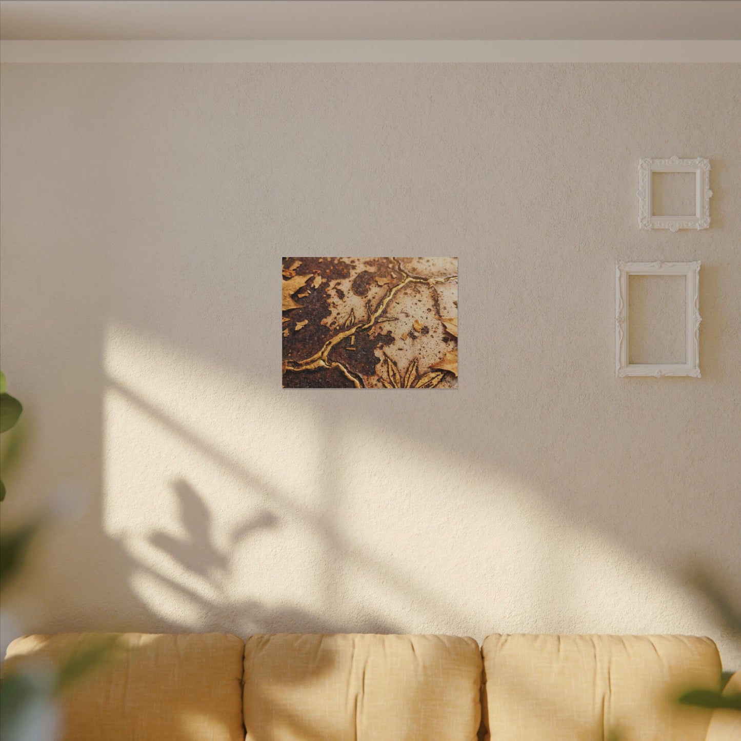 Kintsugi Rust Patina in Golden Hour | Gold Vein Canvas Art