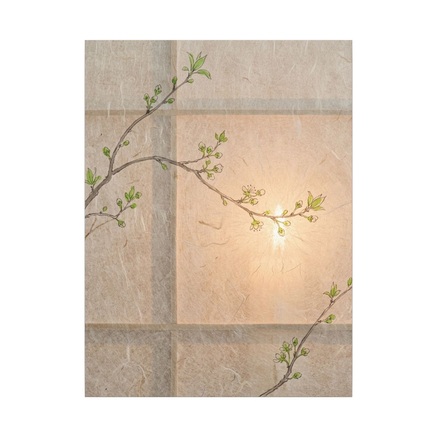 Shoji Screen Canvas Art | Spring Japandi Minimal Line Art