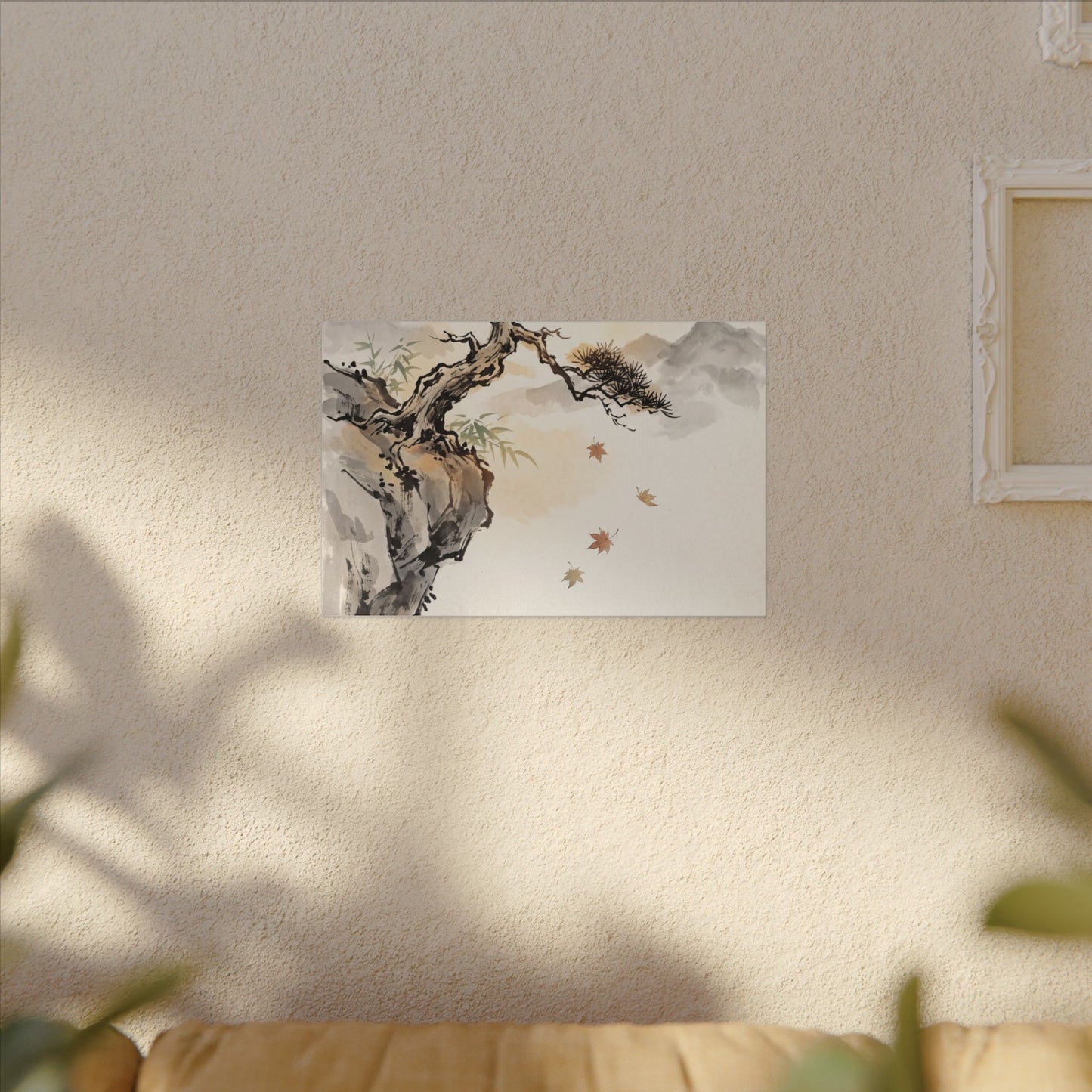 Peaceful Pine Tree Canvas Art - Sumi E Zen