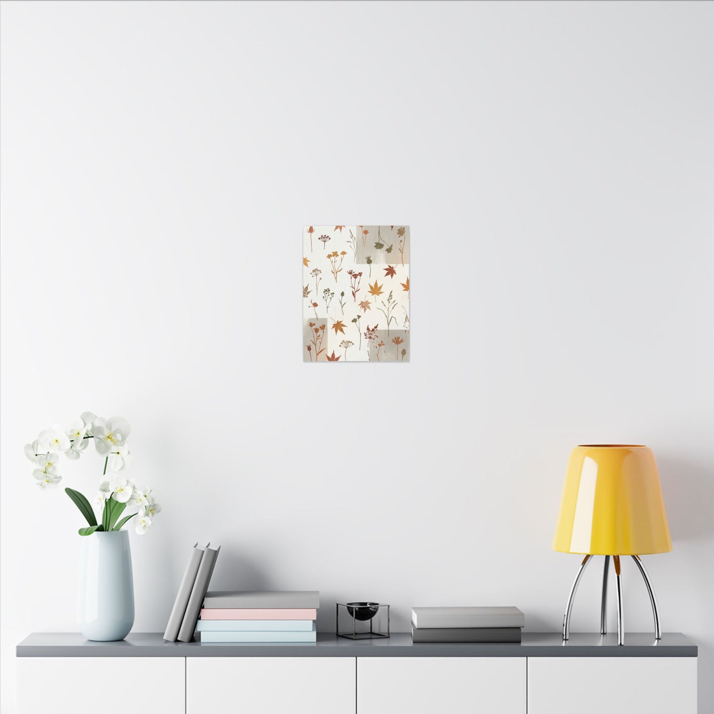 Autumn Dried Flowers Japanese Pattern Canvas Art | Elegant Decor