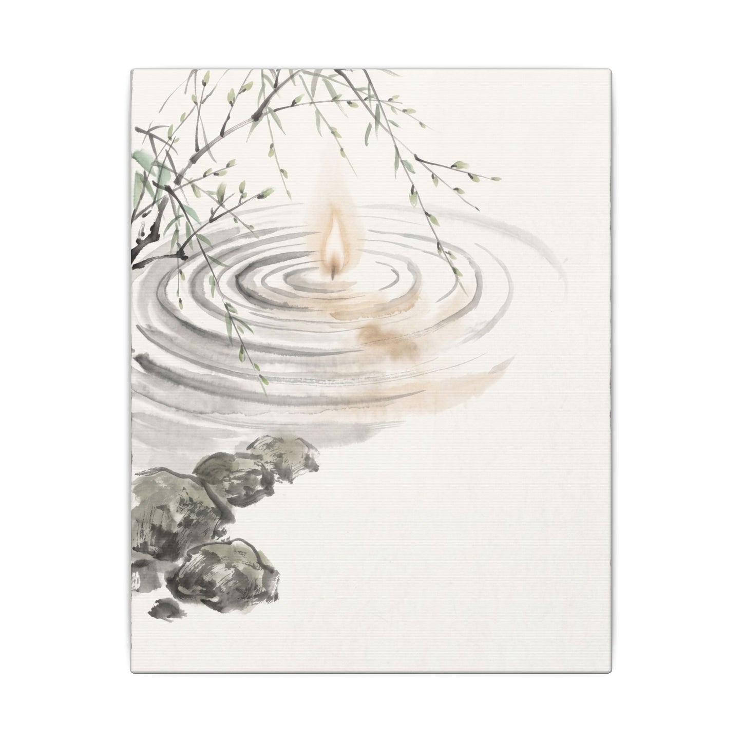 Water Ripple Sumi E Canvas Art | Tranquil Zen Art